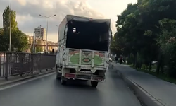 Plakasız kamyon trafikte tehlike saçtı