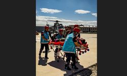 Hastanede nefes kesen helikopterli tatbikat