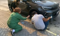 Otomobilin kaputunda mahsur kalan kedi için mahalleli seferber oldu