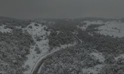 Eskişehir’in yüksek rakımlı dağlarının karla kaplı hali havadan görüntülendi