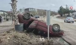 Kontrolden çıkan otomobil takla attı