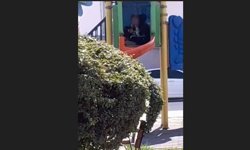 Kadın Muhtar kaydırağın gövdesinde sigara içen çocukları uzaklaştırdı