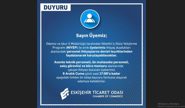 ETO Üyelerine Personel İçin Devlet Desteği Fırsatı