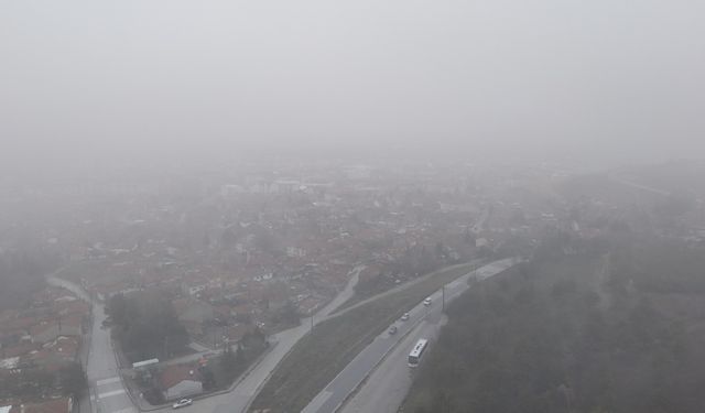 Eskişehir’de yoğun sis havadan görüntülendi