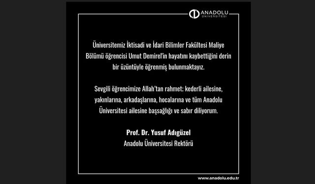 Rektör Adıgüzel'den taziye mesajı