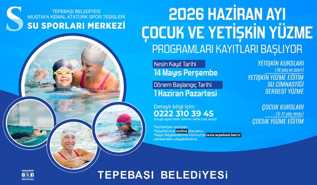 Tepebaşı’nda Yüzme Kayıtları Başlıyor