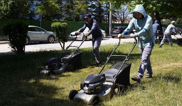 Tepebaşı’nda Parklarda Çim Biçme Çalışmaları Sürüyor