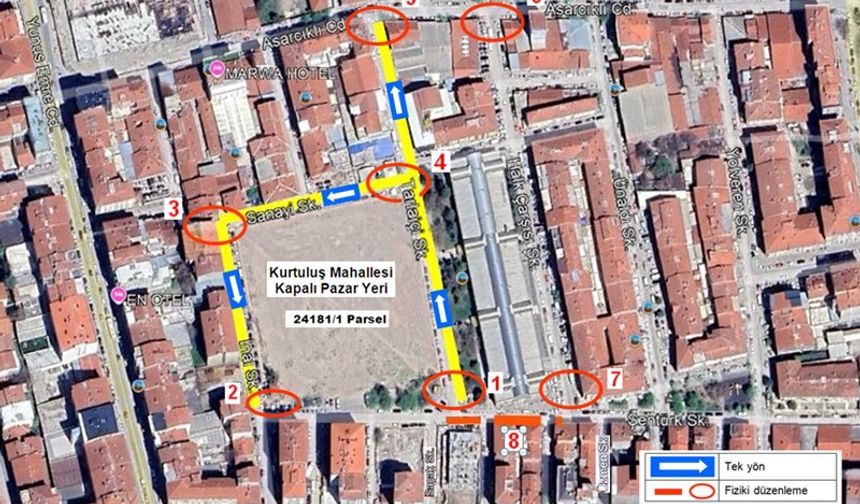Kurtuluş Kapalı Pazar Yeri İnşaatı İçin Trafik Düzenlemesi