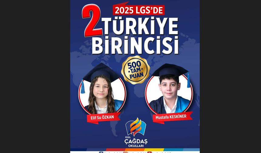 Çağdaş Okullarından LGS'de 2 Türkiye Birinciliği