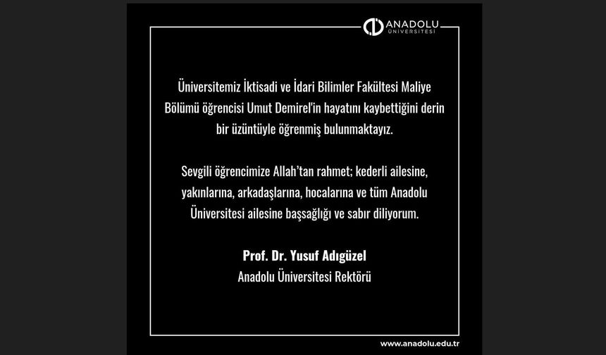 Rektör Adıgüzel'den taziye mesajı