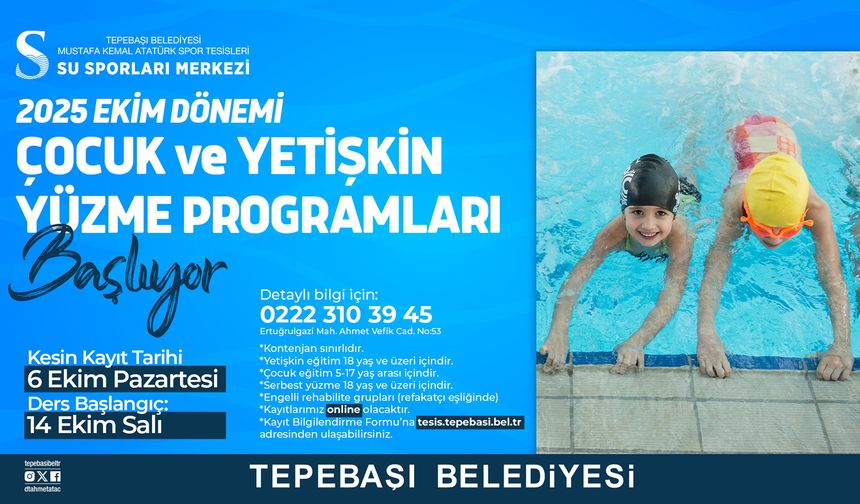 Tepebaşı’nda Yüzme Kayıtları Başlıyor