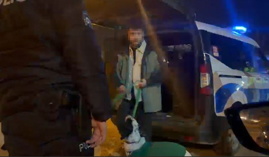 Alkollü yakalanan sürücü karakola köpeğiyle gitti