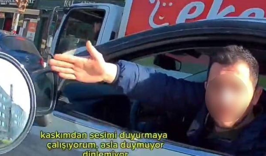 Motosikletli Kadınla Otomobil Sürücüsü Arasında Gergin Tartışma