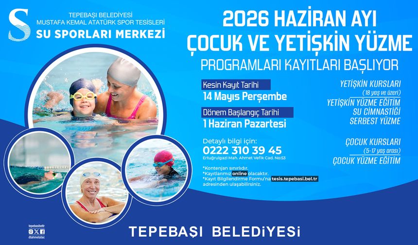 Tepebaşı’nda Yüzme Kayıtları Başlıyor