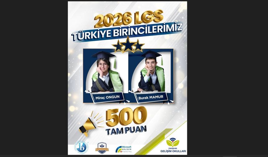 Eskişehir Gelişim Okulları’ndan LGS’de Çifte 500 Tam Puan Başarısı