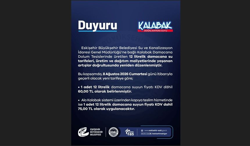 Kalabak Suyuna Zam
