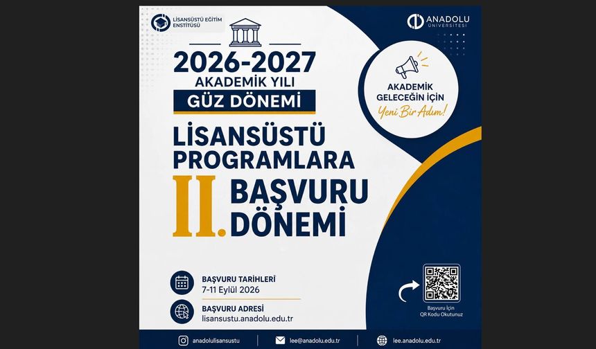 Anadolu Üniversitesinde lisansüstü programlara ikinci başvuru dönemi başladı
